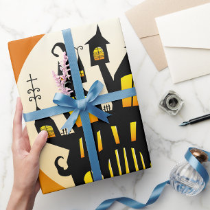 Haunted House And Moon Wrapping Paper