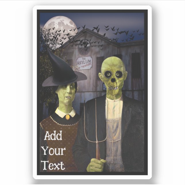 Haunted House Asylum Halloween Sticker (Front)