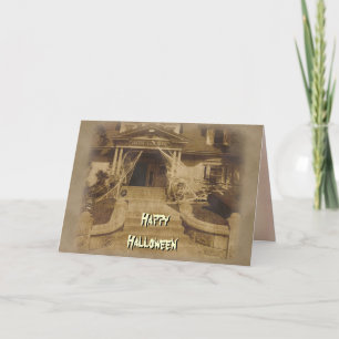Haunted House at Halloween Card