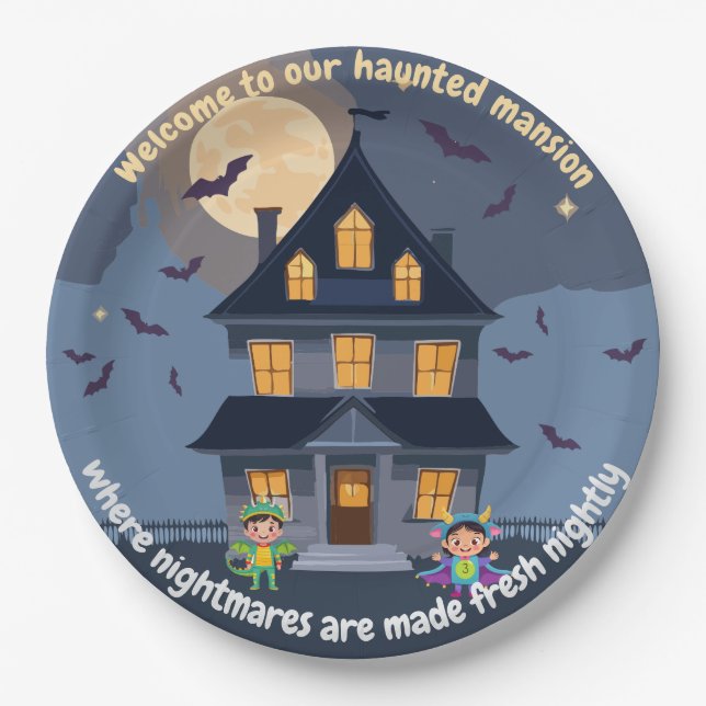 Haunted House At Midnight Paper Plates (Front)
