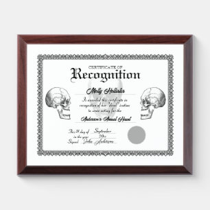 Haunted House award certificate Plaque