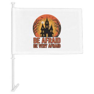 Haunted House Be Afraid Vintage Halloween Design_1 Car Flag