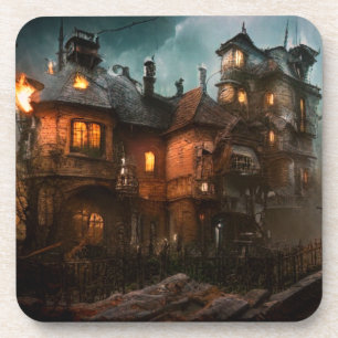 Haunted House Beverage Coaster