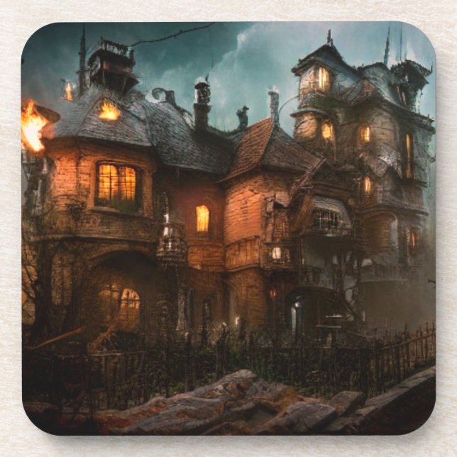 Haunted House Beverage Coaster (Front)