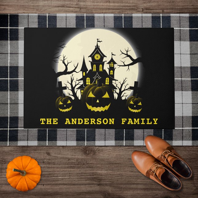 Haunted House, Cemetery & Pumpkins - Halloween Doormat (Creator Uploaded)