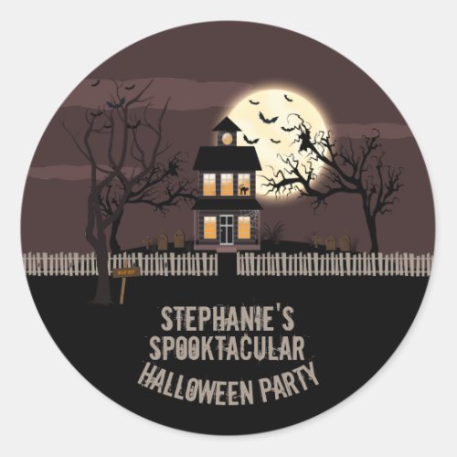 Haunted House Classic Round Sticker