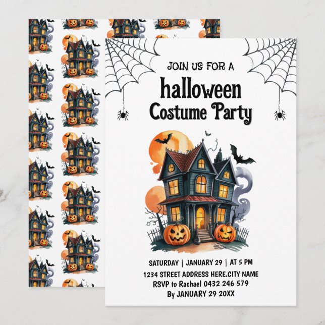 Haunted House Costume Halloween Party Invitation (Front/Back)