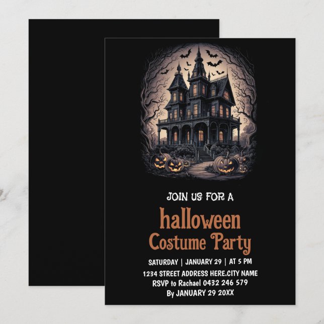 Haunted House Costume Halloween Party Invitation (Front/Back)