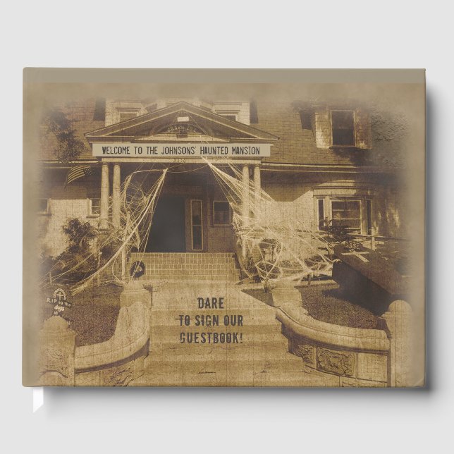 Haunted House (customizable) Halloween Guest Book (Front)