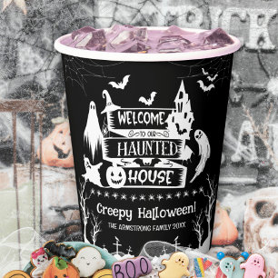 Haunted House Family Spooky Halloween Paper Cups