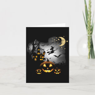 Haunted House - Flying Witch - Jack O Lantern Card