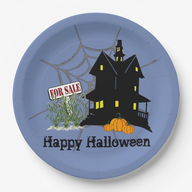 Haunted House For Sale Paper Plates (Front)