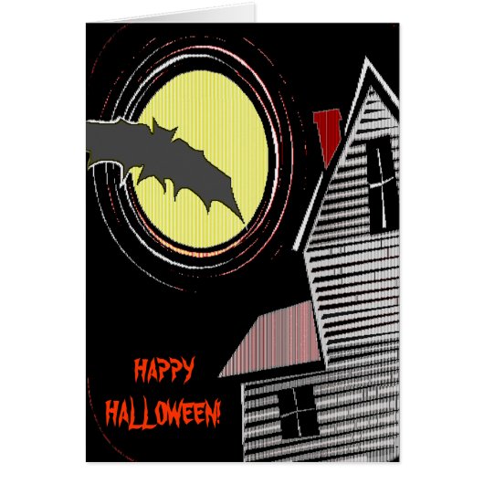 Haunted House Full Moon and Bat Cards (Front)