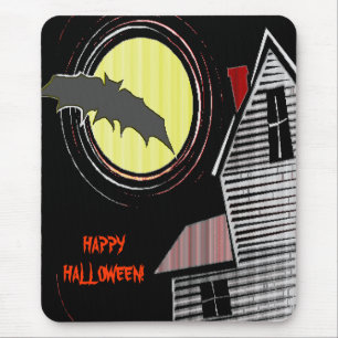 Haunted House Full Moon and Bat Mouse Pad
