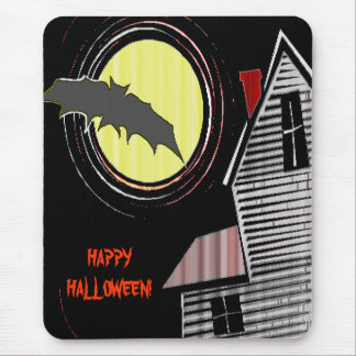 Haunted House Full Moon and Bat Mouse Pad