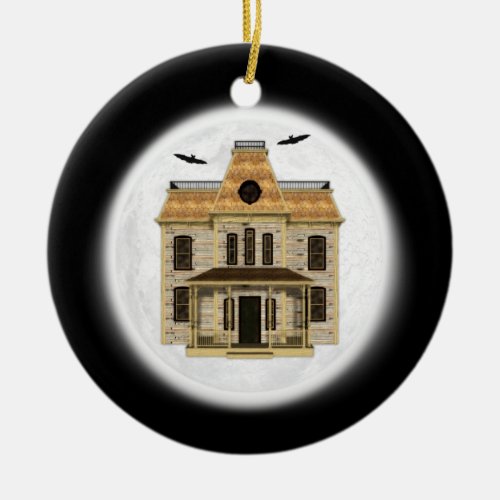 Haunted House, Full Moon Halloween Ornament