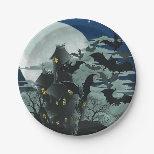 Haunted House Full Moon Paper Plates