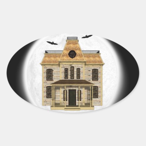 Haunted House Full Moon Stickers for Halloween