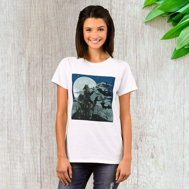 Haunted House Full Moon Womens T-Shirt (Creator Uploaded)