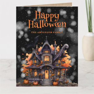 Haunted House Ghost Happy Halloween Card