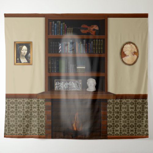 Haunted House Ghost Library Halloween Tapestry