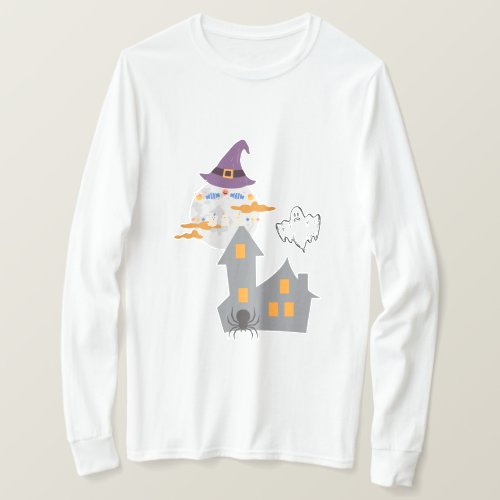 Haunted house _ Ghost _ Moon _ Witch Hat _ Spider  T_Shirt