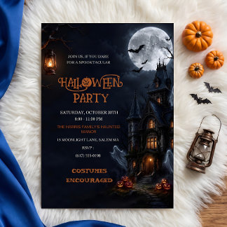 Haunted House Ghosts Halloween Spooky Invitation