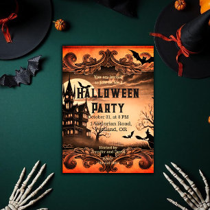 Haunted House Gothic Victorian Vintage Halloween Invitation