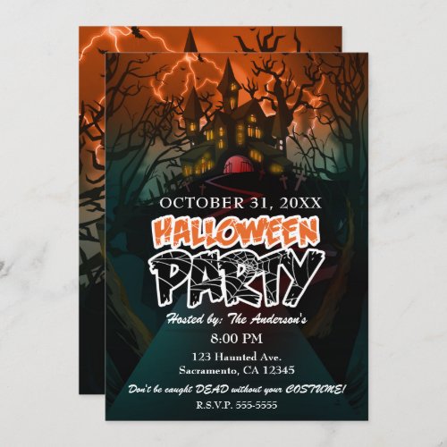 Haunted House Graveyard Halloween Party Invitation
