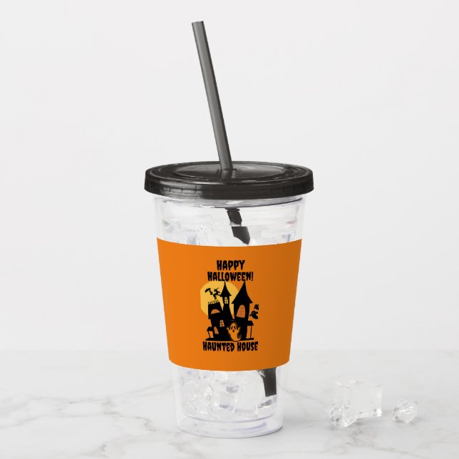 Haunted House Halloween  Acrylic Tumbler (Front Ice)