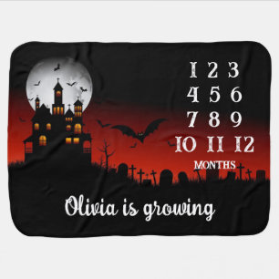 Haunted House Halloween Baby Milestones  Blanket