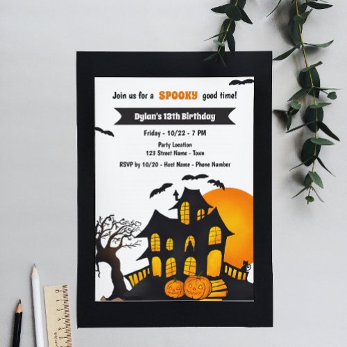 Haunted House Halloween Birthday Invitation