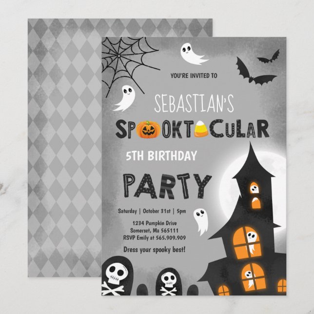 Haunted House Halloween Birthday Party Invitation (Front/Back)