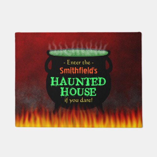 Haunted House Halloween Boiling Cauldron Custom Doormat