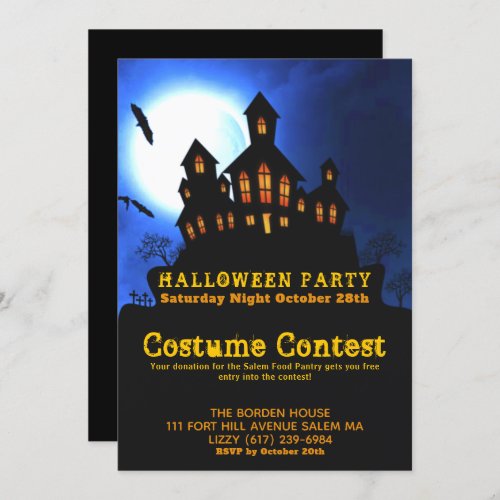 Haunted House Halloween Costume Party Invitation
