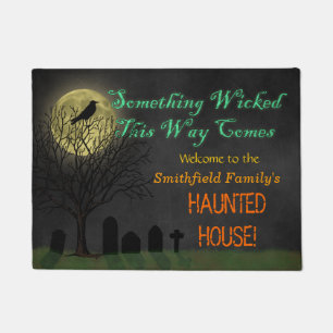 Haunted House Halloween Custom Crow Moon Wicked Doormat