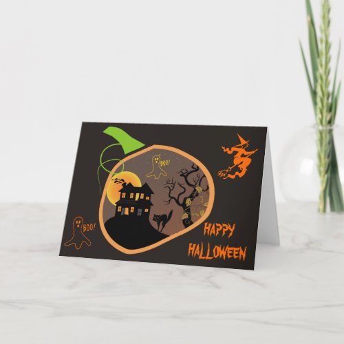 Haunted House Halloween Custom Greeting Card