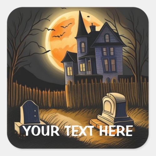 Haunted House Halloween Customizable Stickers