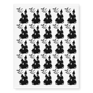 Haunted House Halloween Design Temporary Tattoos