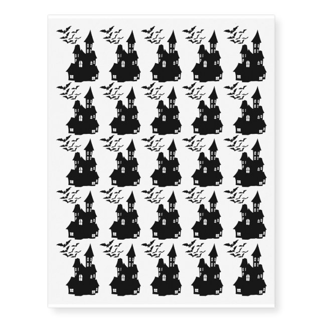 Haunted House Halloween Design Temporary Tattoos (Front)