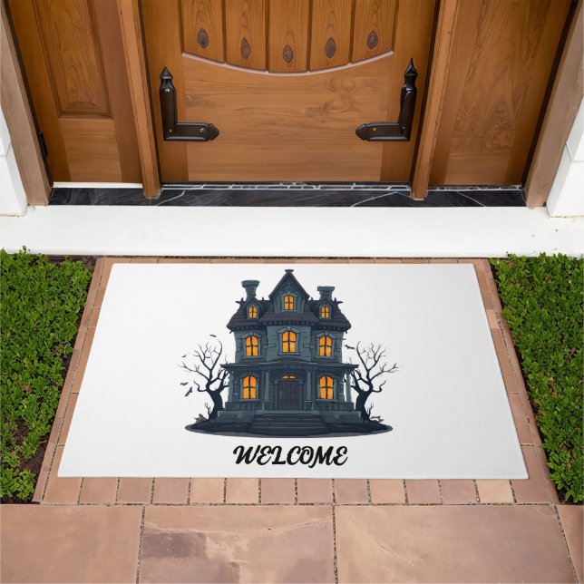 Haunted House Halloween Doormat (Outdoor)