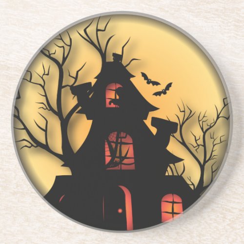 Haunted House  Halloween Drink Coaster