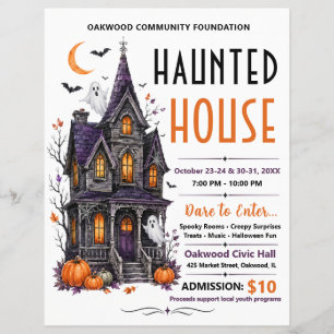 Haunted House Halloween Fundraiser Flyer