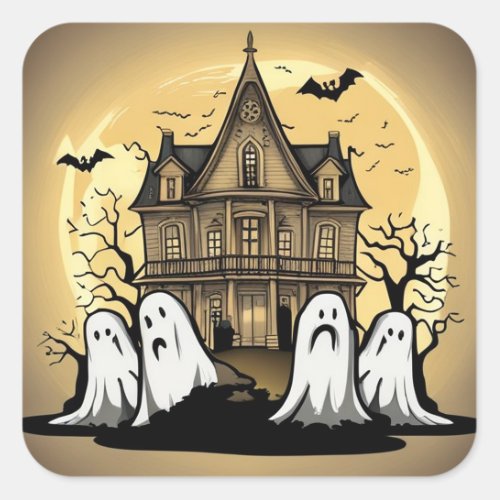 Haunted House Halloween Ghosts Stickers
