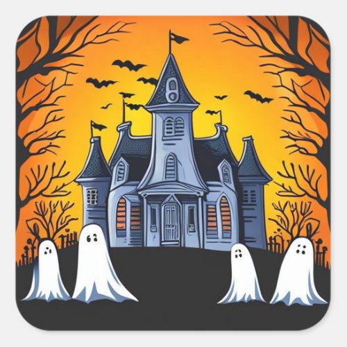 Haunted House Halloween Ghosts Stickers