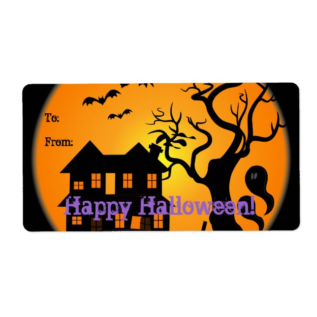 Haunted House Halloween Gift Tag Label (Front)