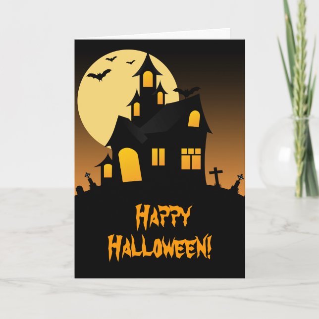 Haunted House Halloween Greeting Card (Front)