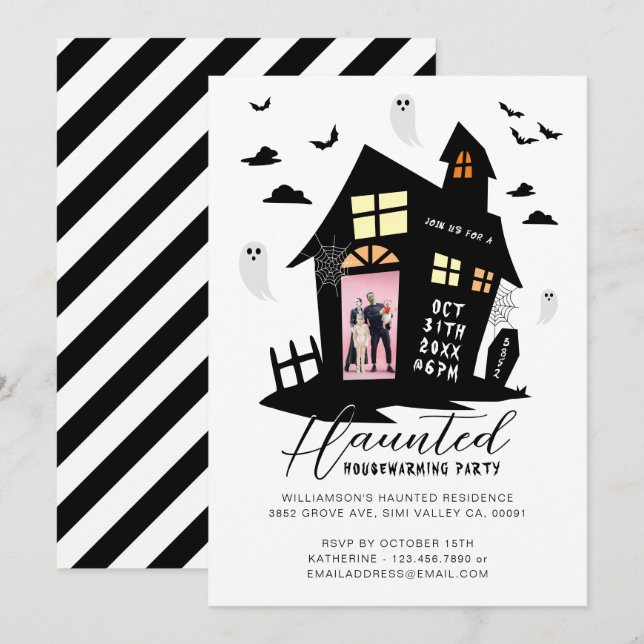 Haunted House Halloween Housewarming Party Photo Announcement (Front/Back)