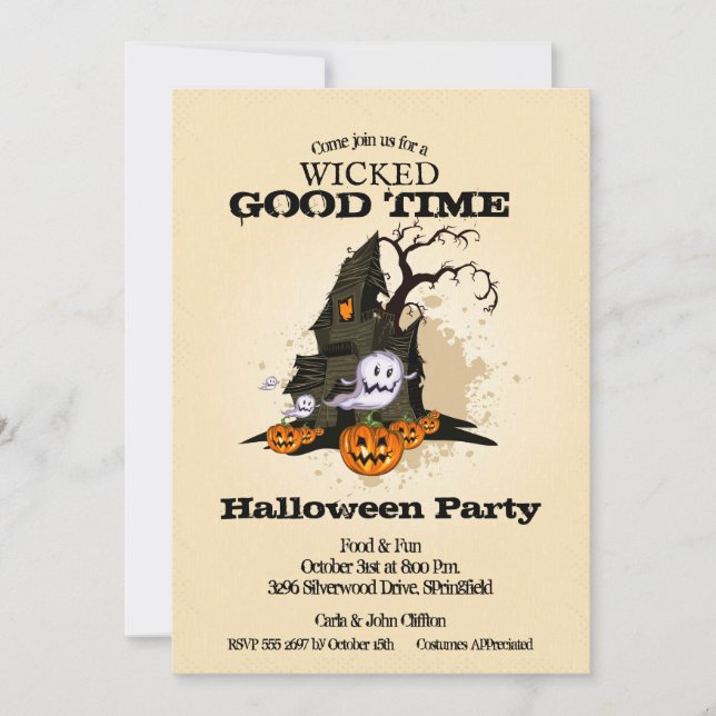 Haunted House Halloween Invitation (Front)