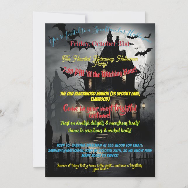 Haunted House Halloween Invitation  (Front)